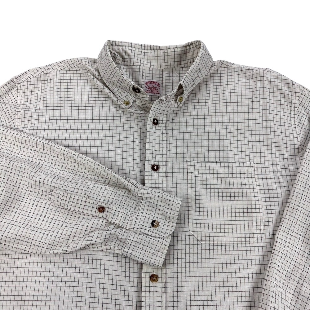 Vintage Brooks Brothers Mens XL Plaid Button Down Shirt 100% Cotton Hong Kong